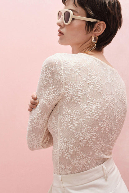 IMPERIAL - Maglia a maniche lunghe in pizzo floreale