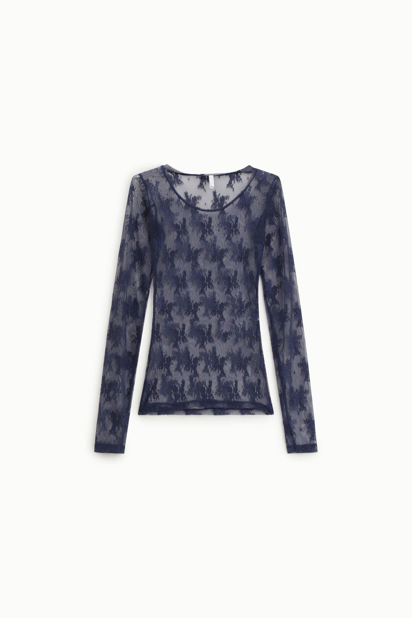 IMPERIAL - Top trasparente a maniche lunghe con ricamo floreale
