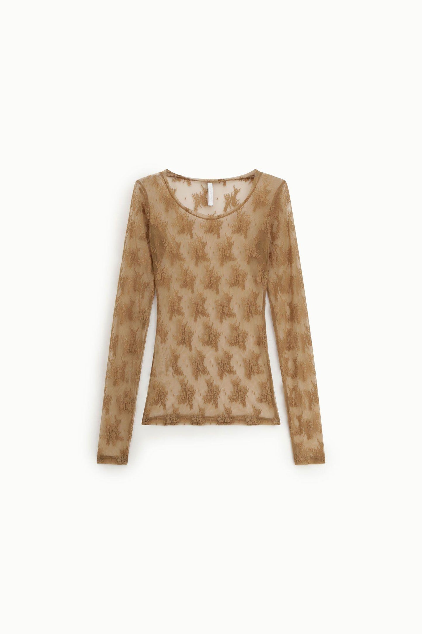 IMPERIAL - Top trasparente a maniche lunghe con ricamo floreale
