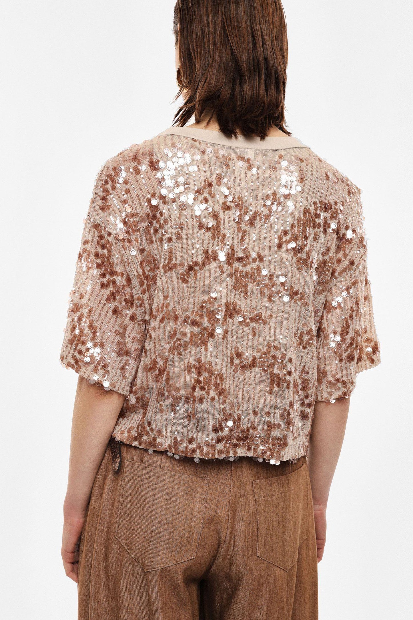 IMPERIAL - T-shirt girocollo maniche corte con paillettes