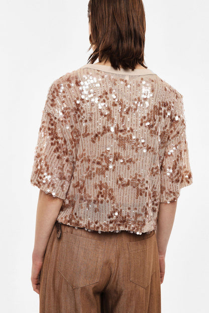IMPERIAL - T-shirt girocollo maniche corte con paillettes