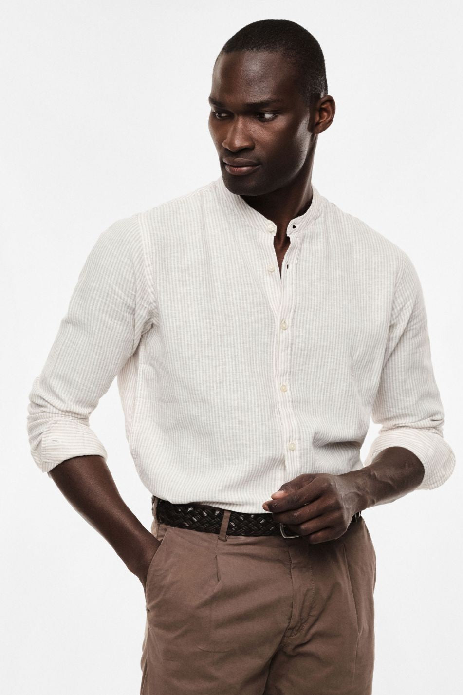 IMPERIAL - Camicia con righe e colletto alla coreana
