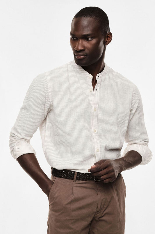 IMPERIAL - Camicia con righe e colletto alla coreana