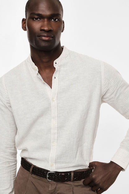 IMPERIAL - Camicia con righe e colletto alla coreana