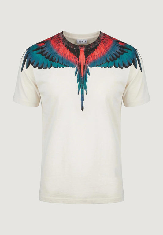 COUNTY OF MILAN - T-shirt con stampa ali colorata