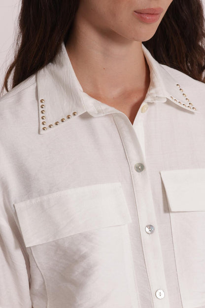 MIMI' MUA' - Camicia cropped con borchie