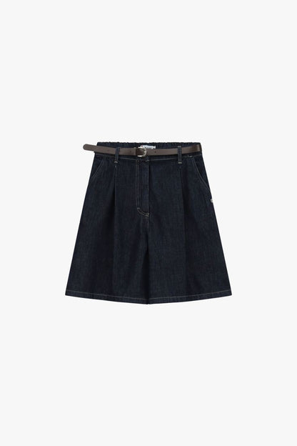 PLEASE - Bermuda shorts a vita alta con cintura e pince