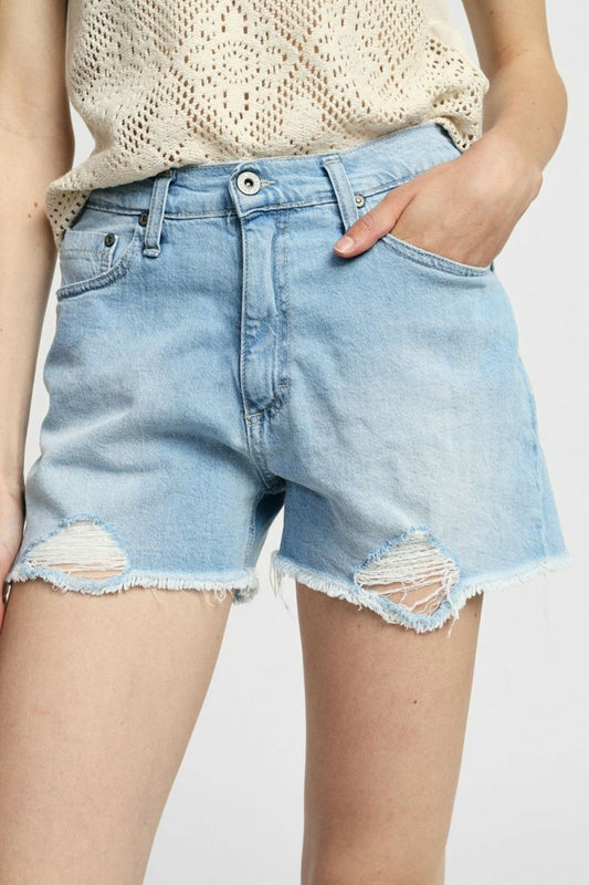 PLEASE - Shorts regular-fit con fondo sfrangiato e rotture
