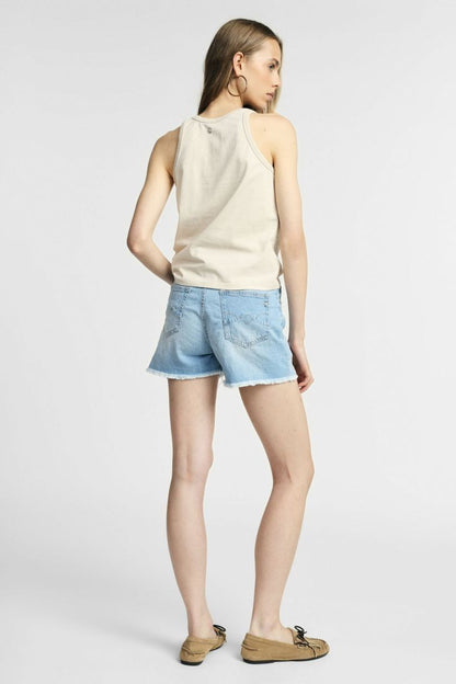 PLEASE - Shorts regular-fit con fondo sfrangiato e rotture