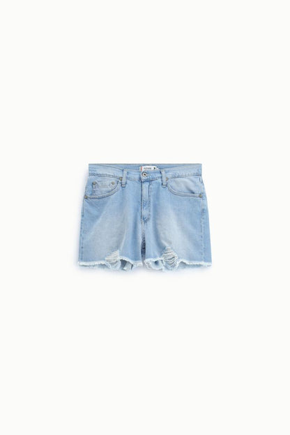PLEASE - Shorts regular-fit con fondo sfrangiato e rotture