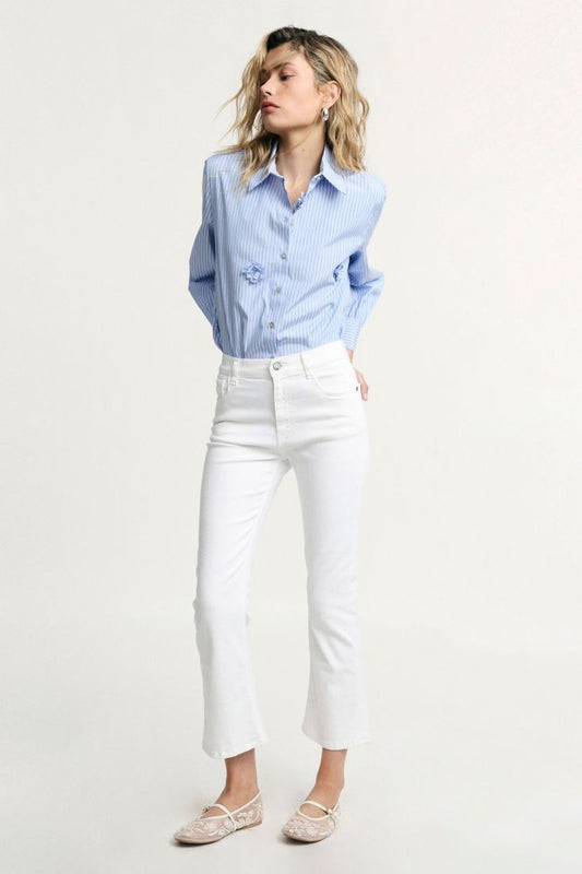 PLEASE - Pantaloni boot cut cinque tasche vita alta