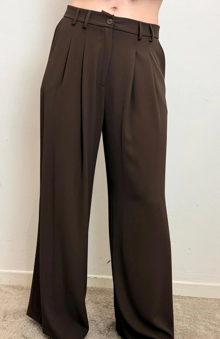 PLEASE - Pantaloni palazzo a vita alta con pinces