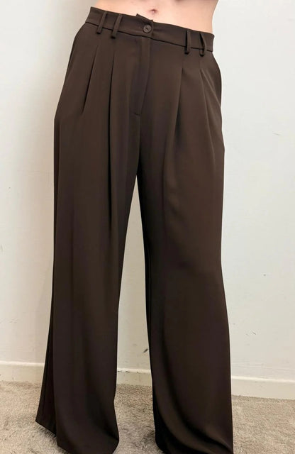 PLEASE - Pantaloni palazzo a vita alta con pinces