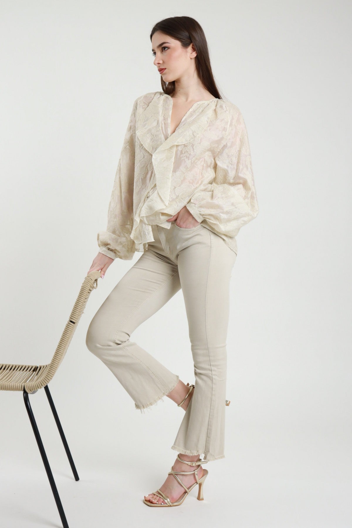 IMPERIAL - Pantalone denim trombetta