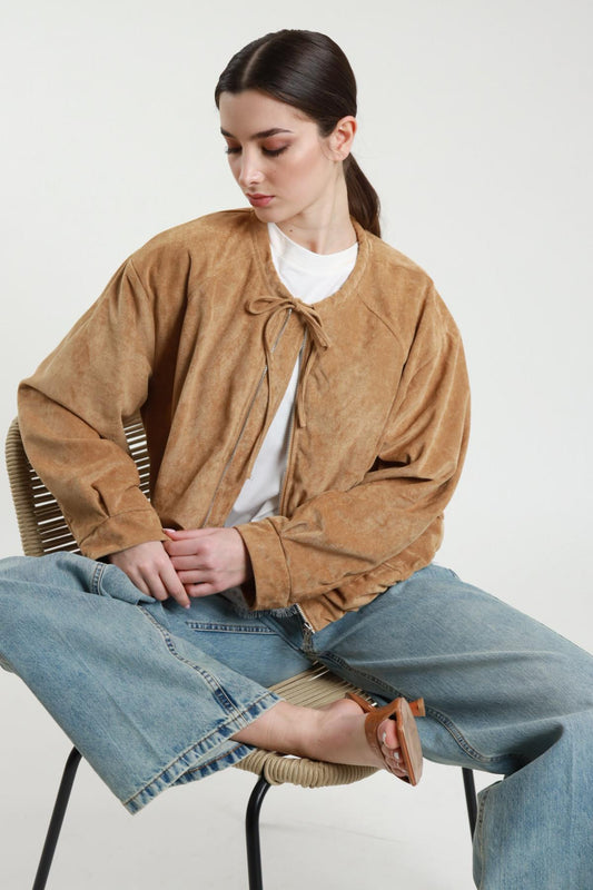 SUSY MIX - Bomber in eco dainetto con fiocco