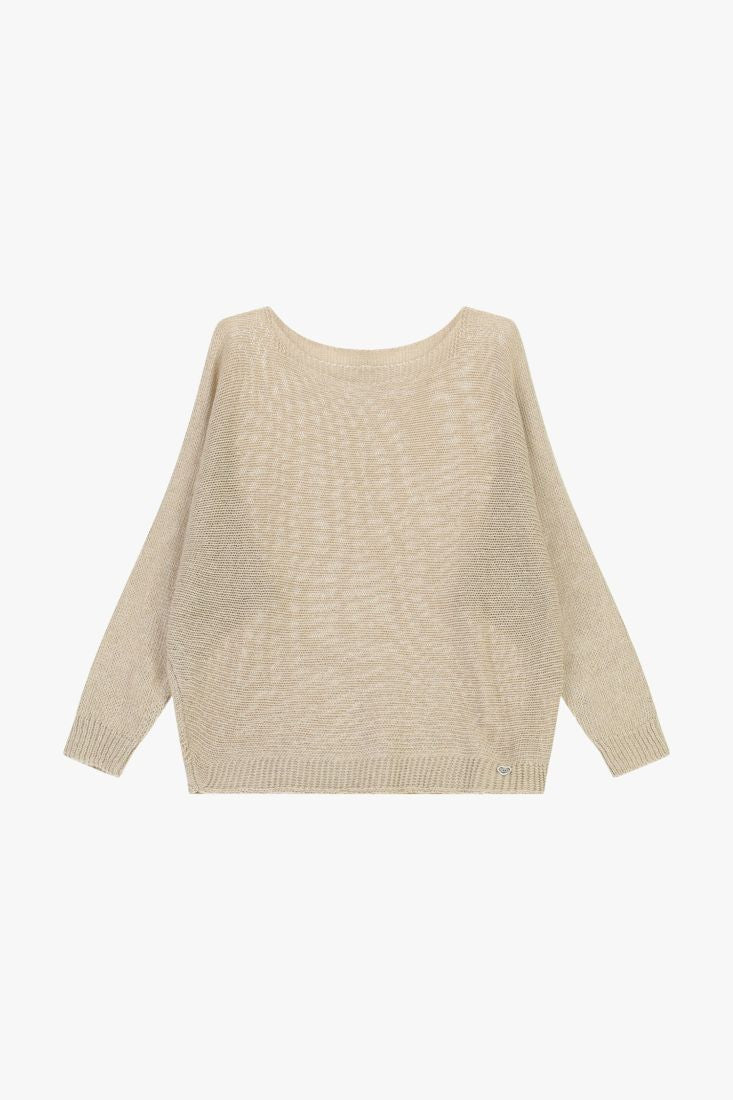 PLEASE - Maglione girocollo traforato vestibilità morbida