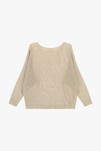 PLEASE - Maglione girocollo traforato vestibilità morbida
