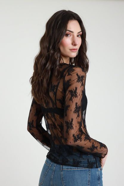 SUSY MIX - T-shirt maniche lunghe in pizzo