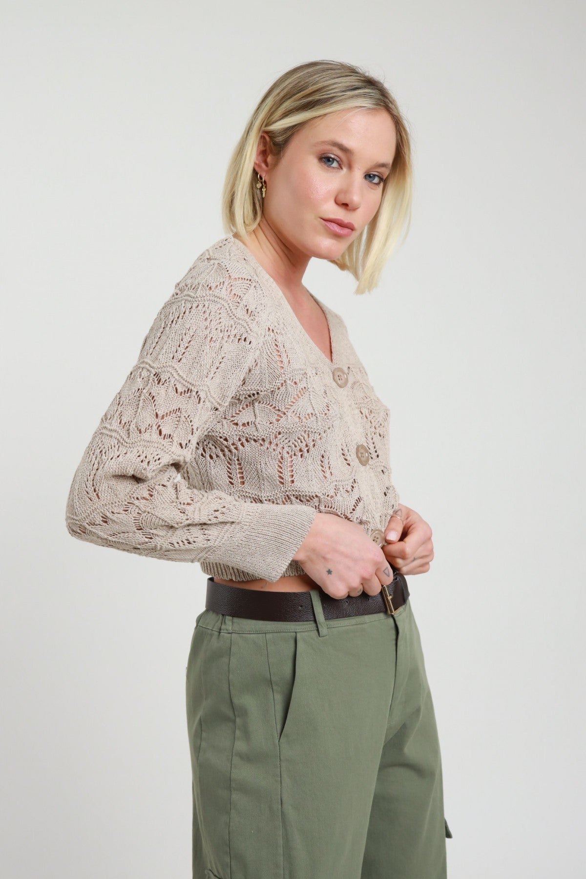 SUSY MIX - Cardigan traforato crop