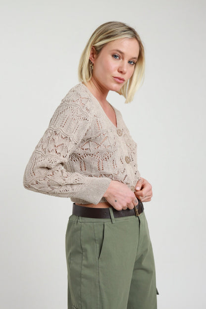 SUSY MIX - Cardigan traforato crop