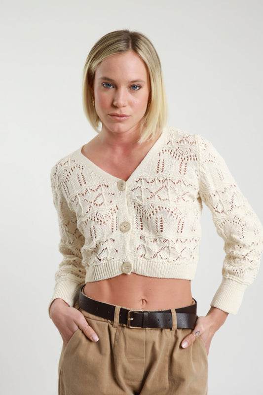 SUSY MIX - Cardigan traforato crop