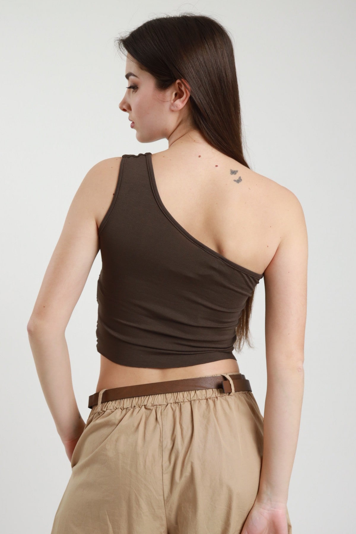 SUSY MIX - Top monospalla con dettaglio gioiello