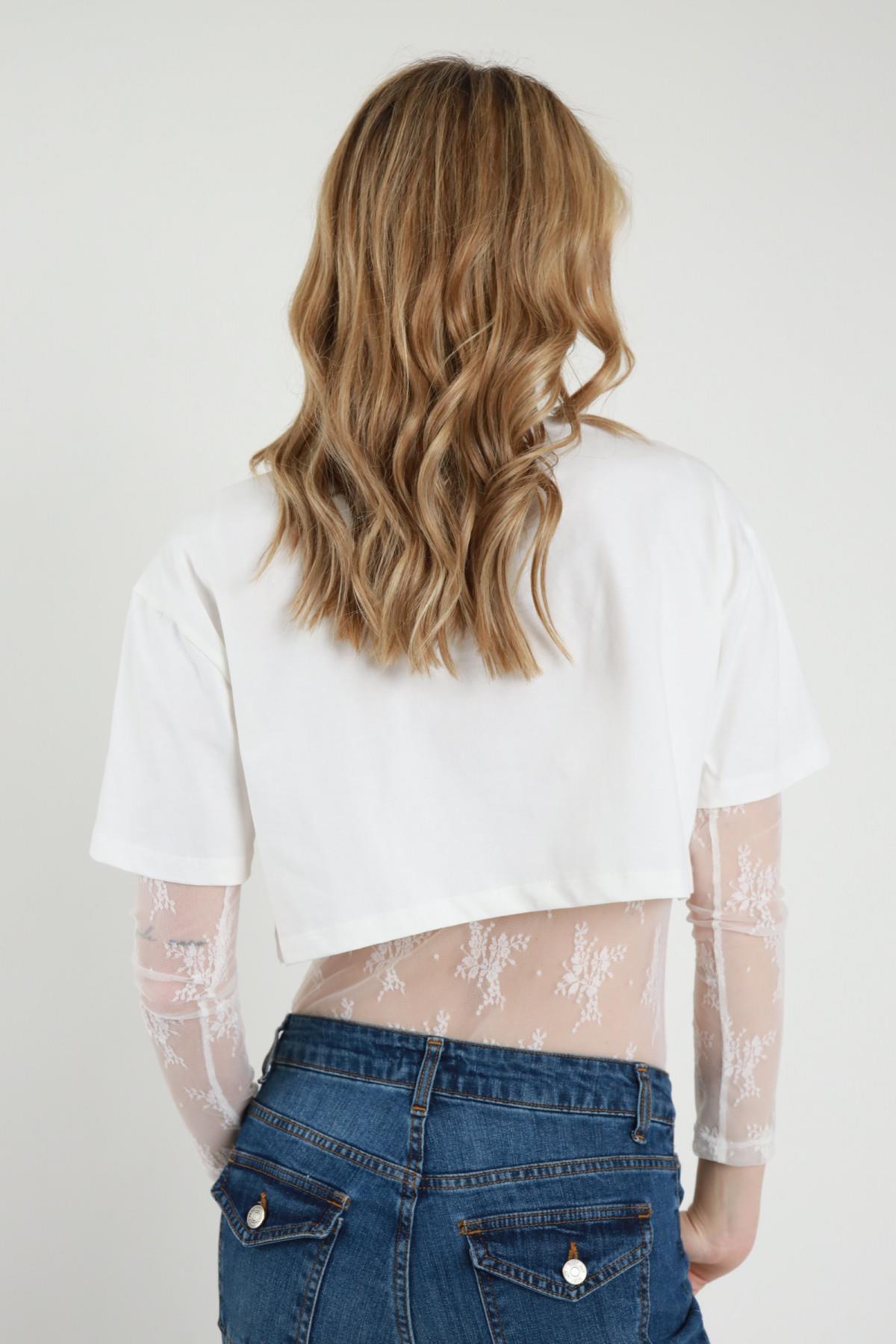 SUSY MIX - Body in pizzo con t-shirt e spilla gioiello