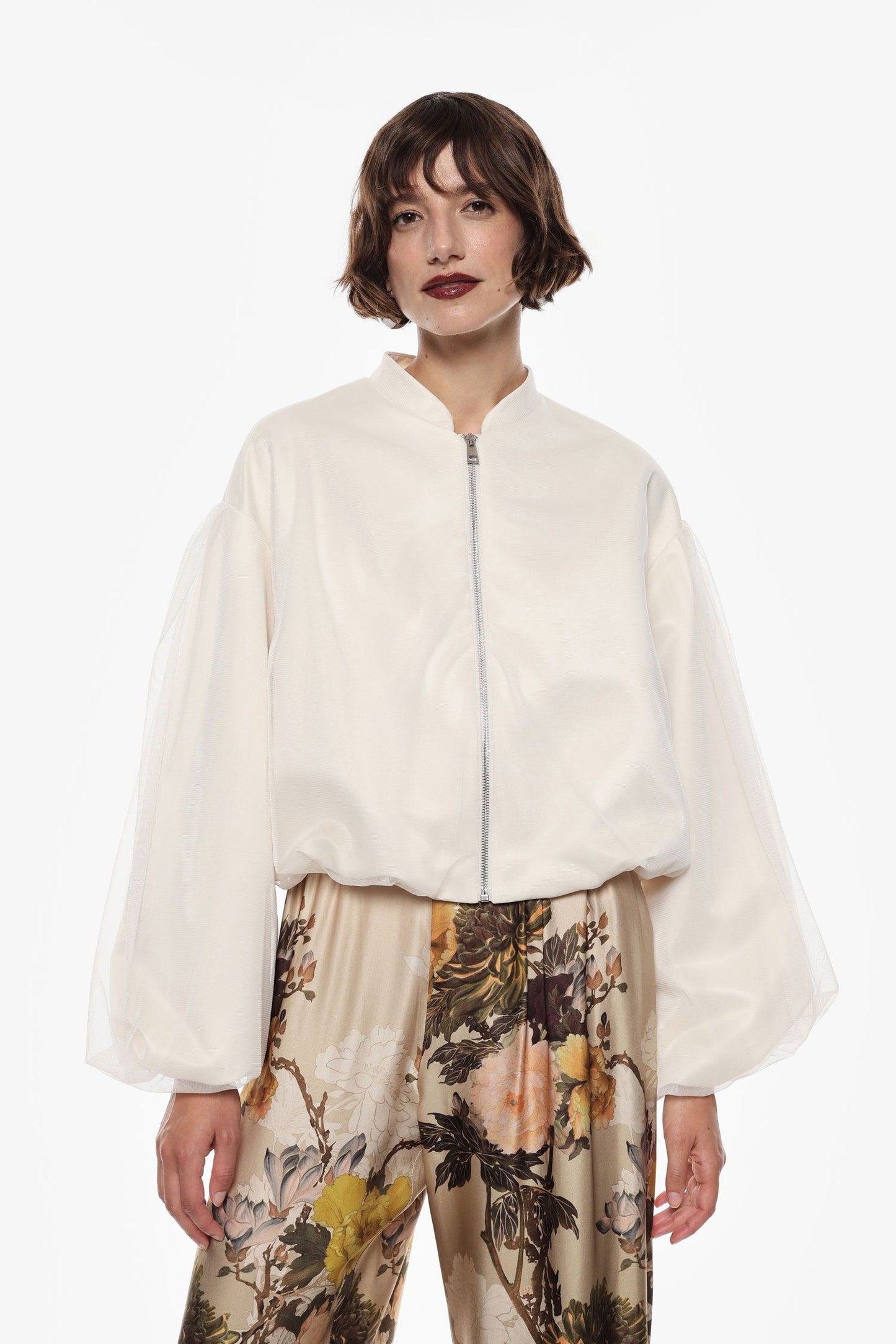 IMPERIAL - Bomber oversize con maniche in tulle