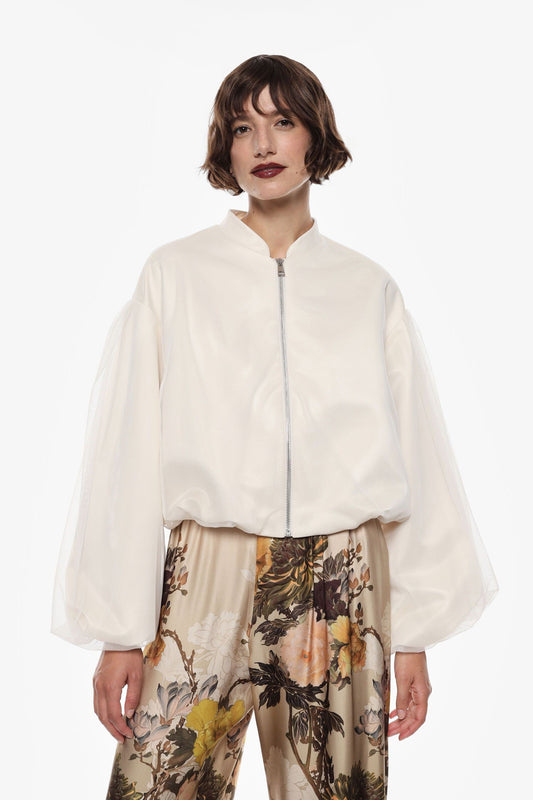 IMPERIAL - Bomber oversize con maniche in tulle