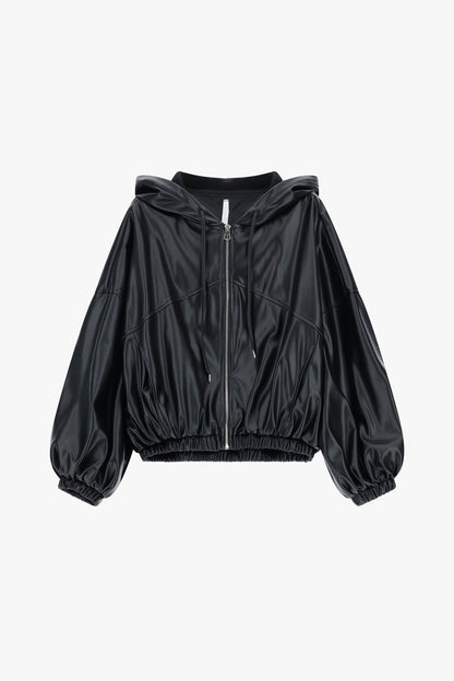 IMPERIAL - Bomber con cappuccio oversize in similpelle