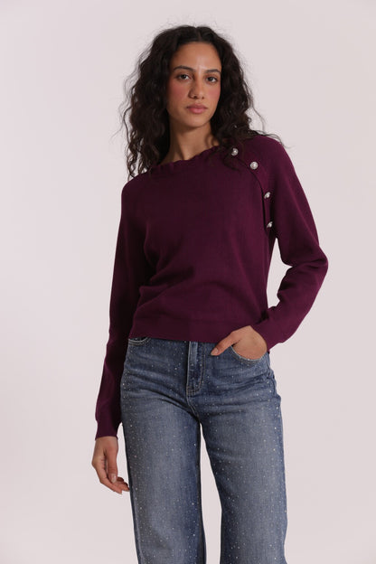 MIMI' MUA' - Maglia con bottoni gioiello
