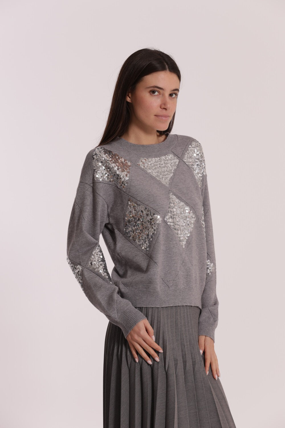 MIMI' MUA' - Maglia con rombi e paillettes