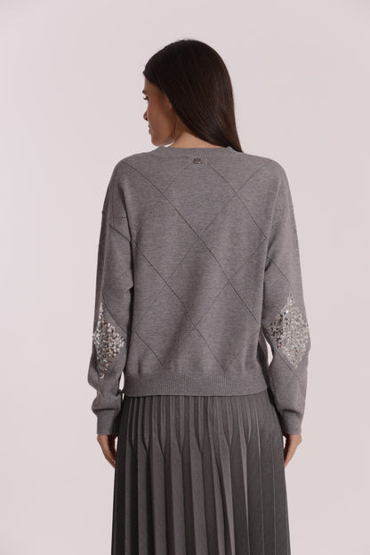 MIMI' MUA' - Maglia con rombi e paillettes