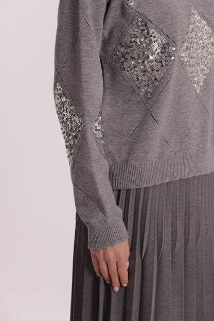 MIMI' MUA' - Maglia con rombi e paillettes