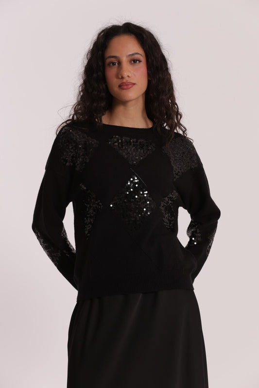 MIMI' MUA' - Maglia con rombi e paillettes