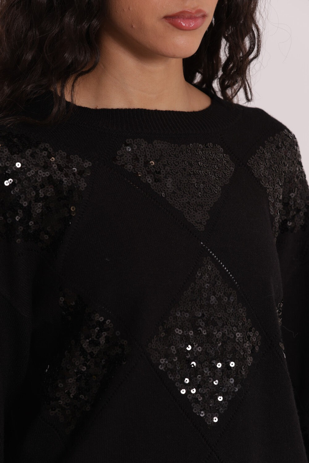 MIMI' MUA' - Maglia con rombi e paillettes