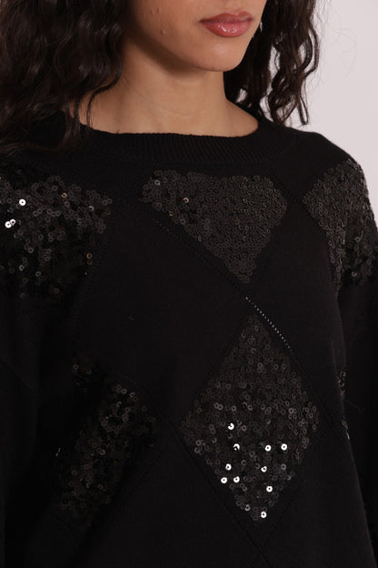 MIMI' MUA' - Maglia con rombi e paillettes