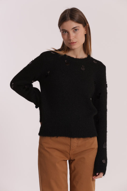 MIMI' MUA' - Maglia con paillettes su maniche