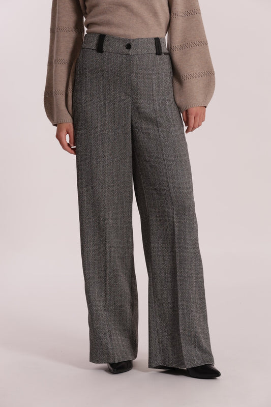 MIMI' MUA' - Pantalone a palazzo con tessuto spigato