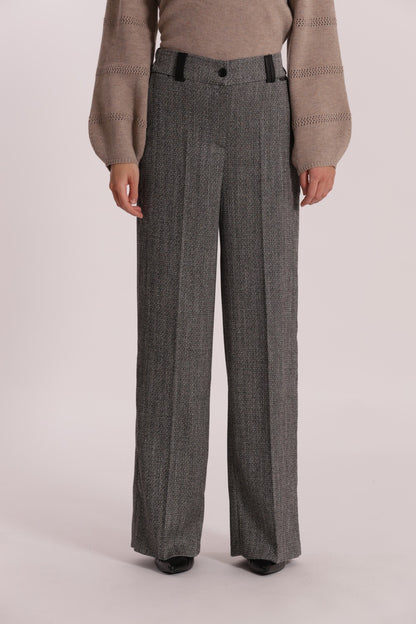 MIMI' MUA' - Pantalone a palazzo con tessuto spigato