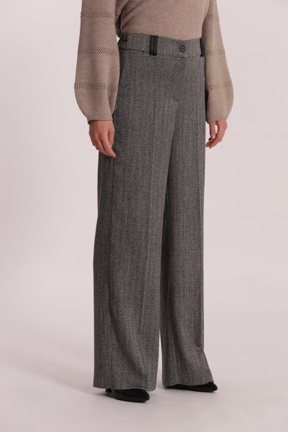 MIMI' MUA' - Pantalone a palazzo con tessuto spigato