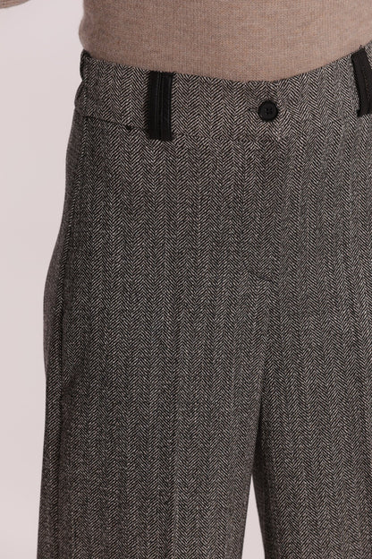 MIMI' MUA' - Pantalone a palazzo con tessuto spigato