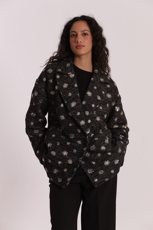 MIMI' MUA' - Giaccone con margherite di paillettes