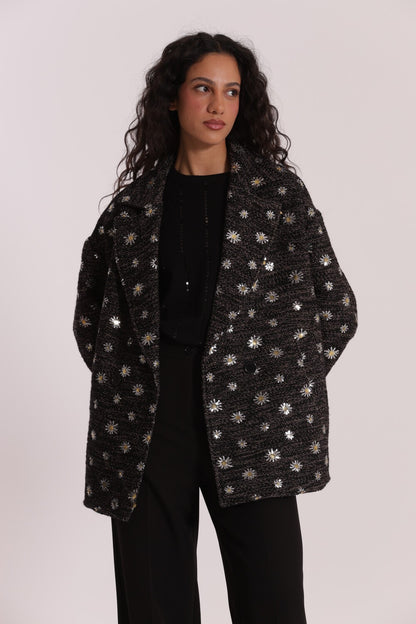 MIMI' MUA' - Giaccone con margherite di paillettes