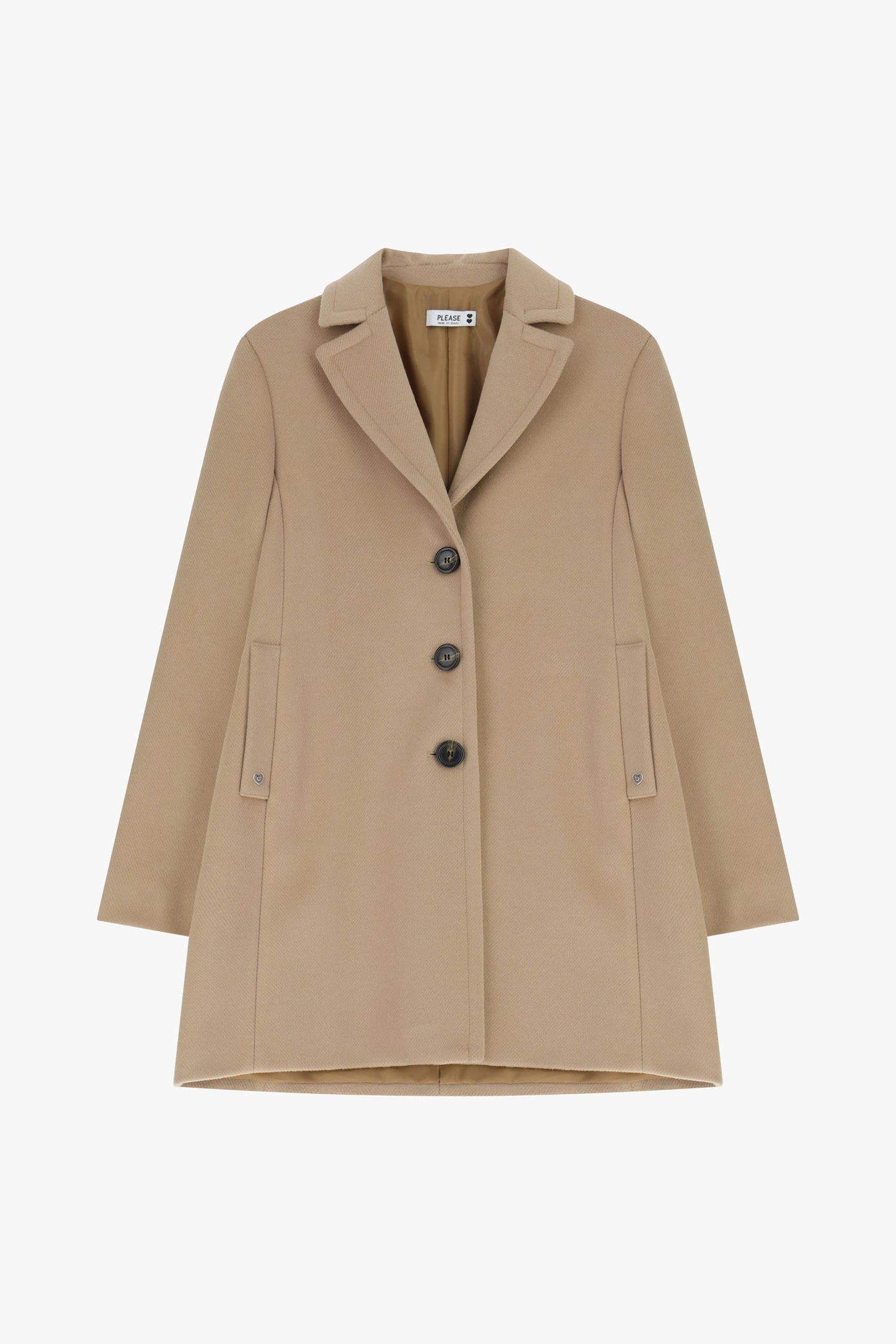PLEASE - Cappotto lineare con chiusura a bottoni