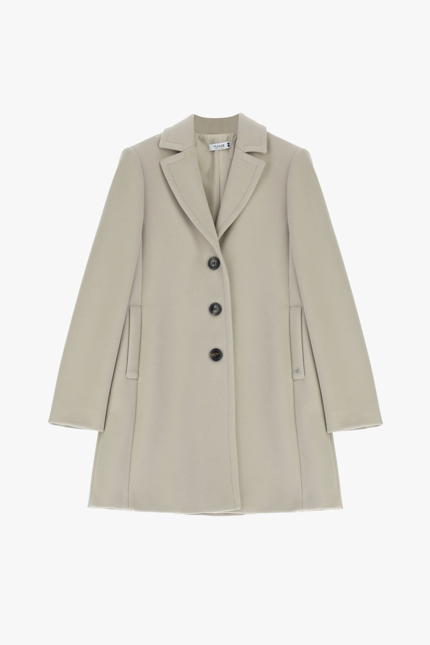PLEASE - Cappotto lineare con chiusura a bottoni