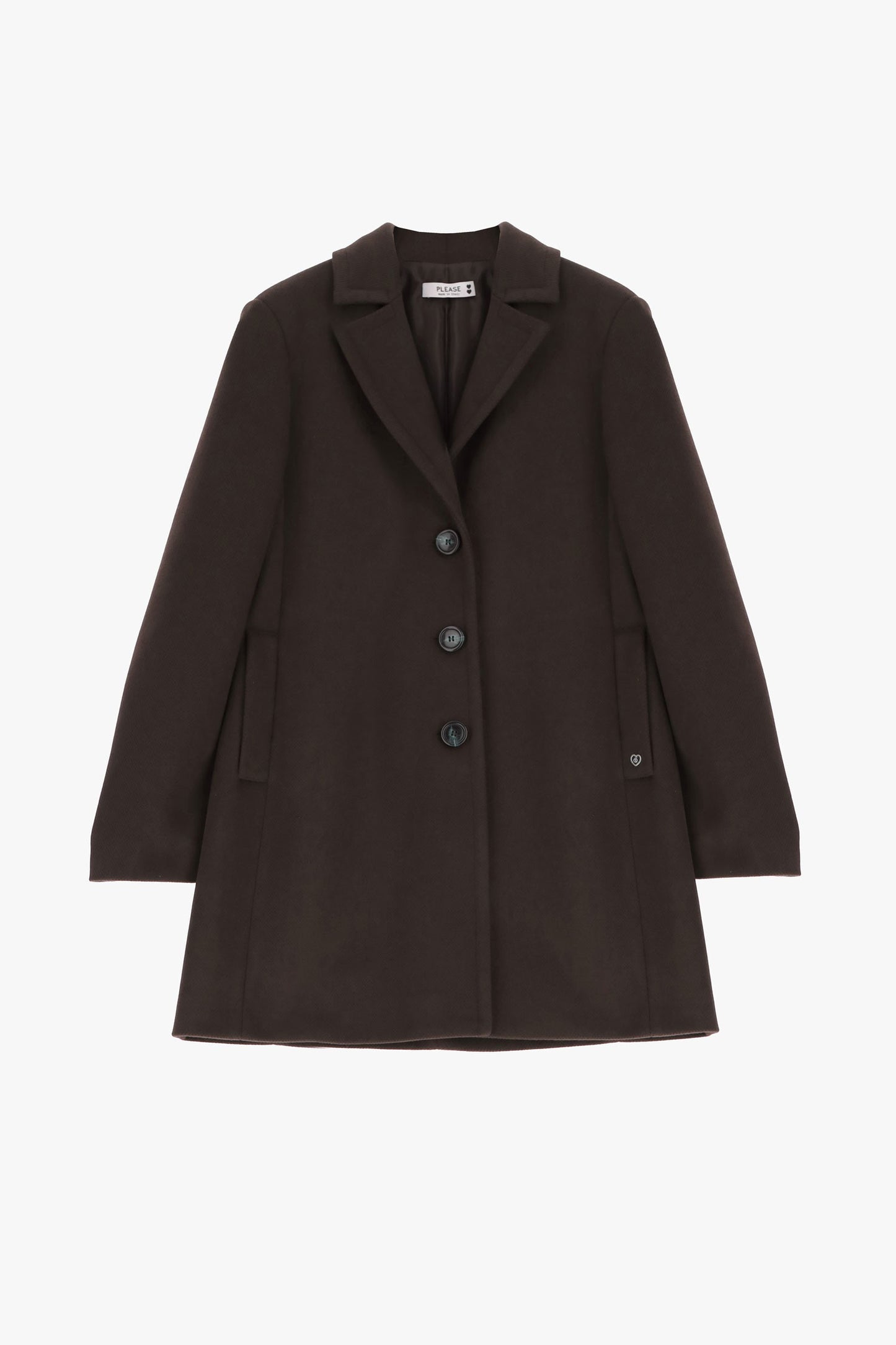 PLEASE - Cappotto lineare con chiusura a bottoni