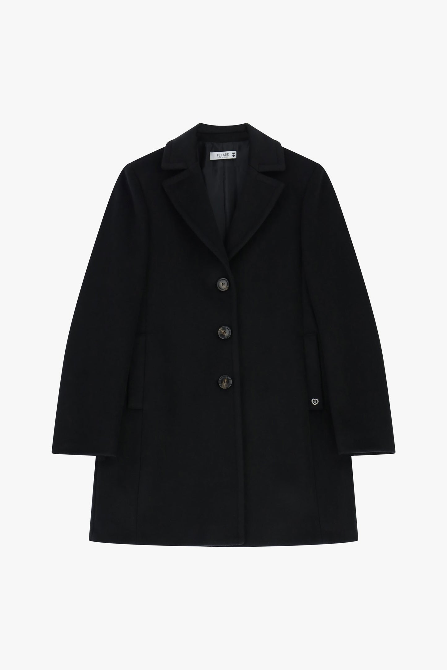 PLEASE - Cappotto lineare con chiusura a bottoni