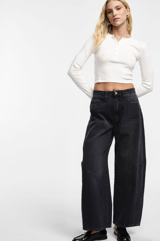 PLEASE - Jeans a gamba larga con vita alta
