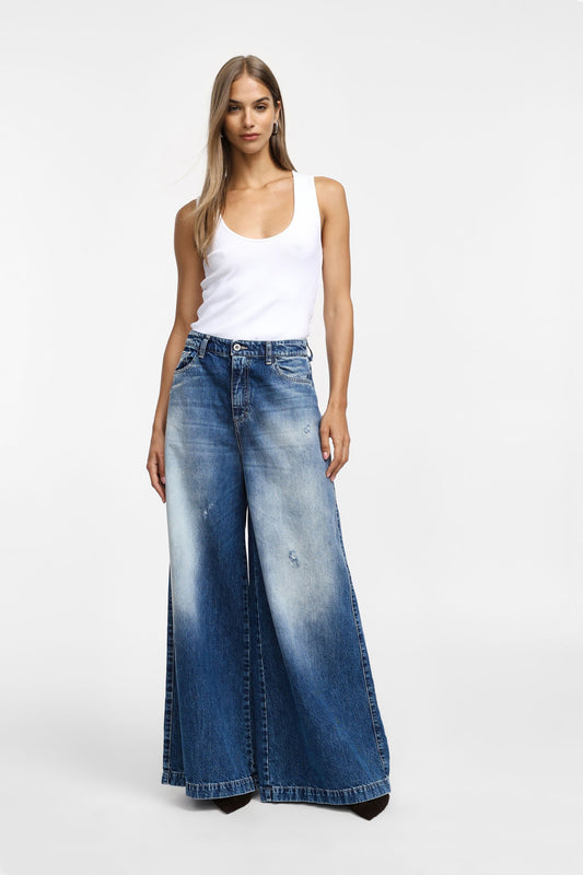 PLEASE - Jeans a gamba larga a vita alta